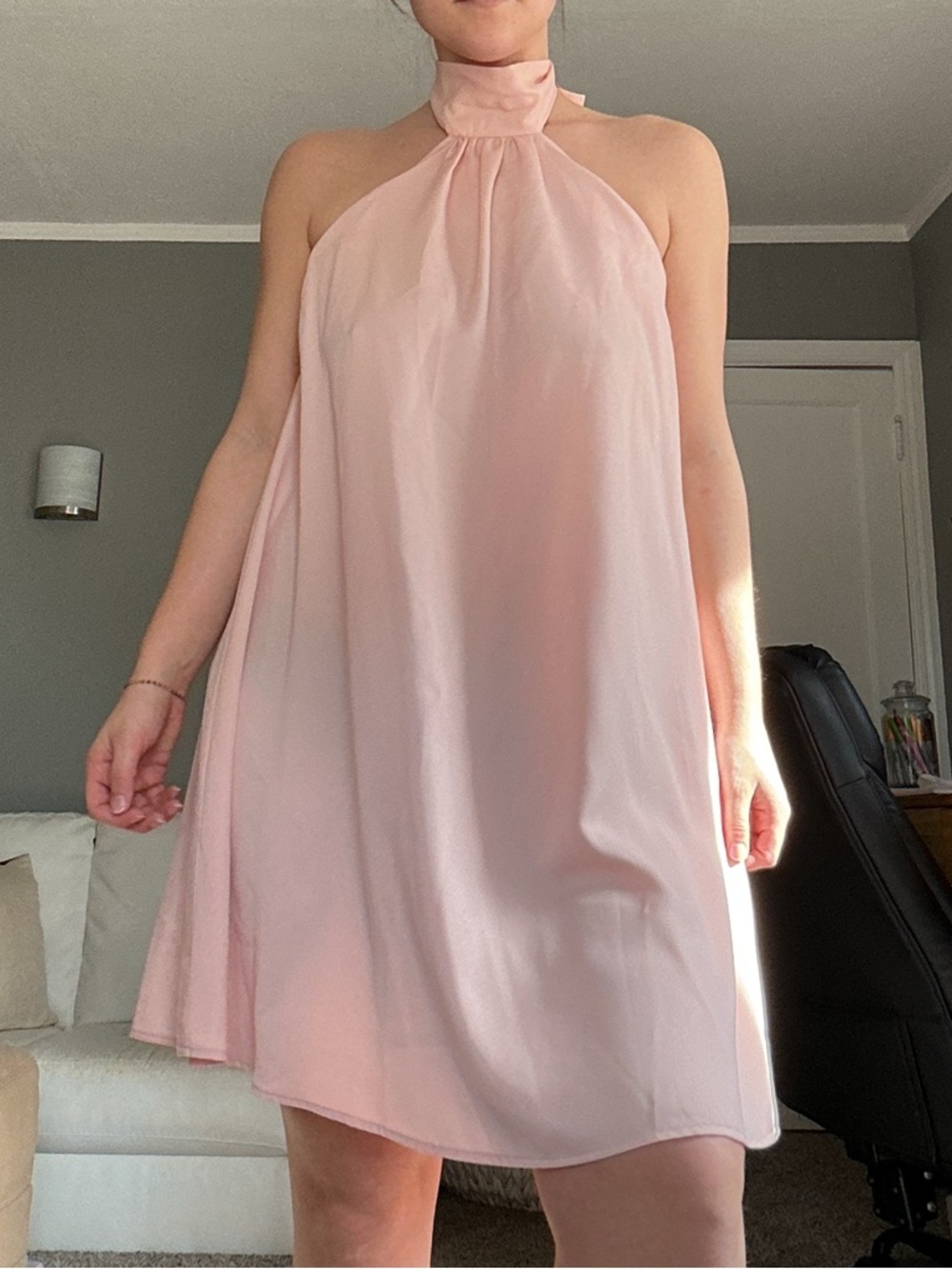 GB Pale Pink Lightweight Open Back Dress Sleeveless